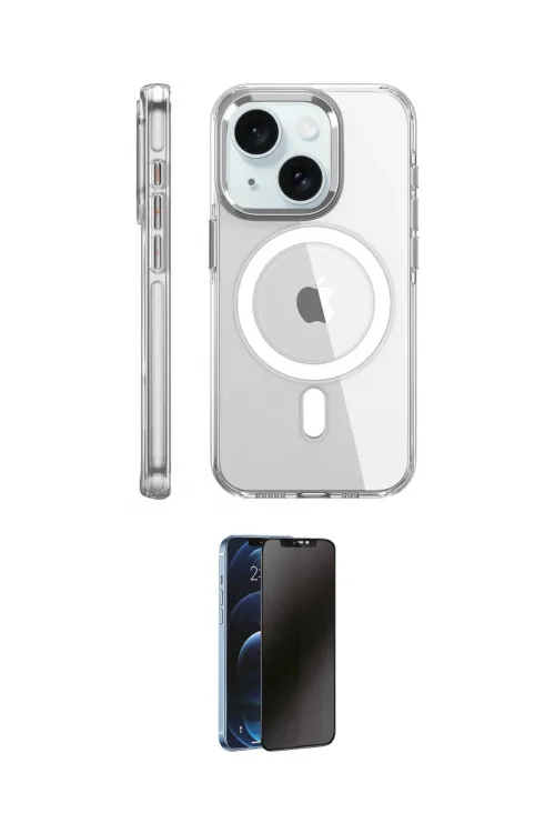 ieg™ iPhone 15 Pro Kılıf Nova Doku - Siyah 3D Antistatik Hayalet Cam Ekran Koruyucu