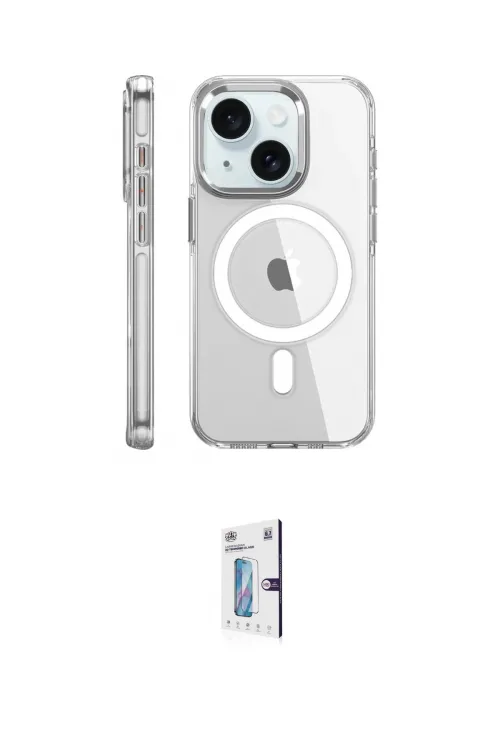 ieg™ iPhone 15 Pro Kılıf Nova Doku - Siyah Bilvis 0.18mm Plus Cam Ekran Koruyucu