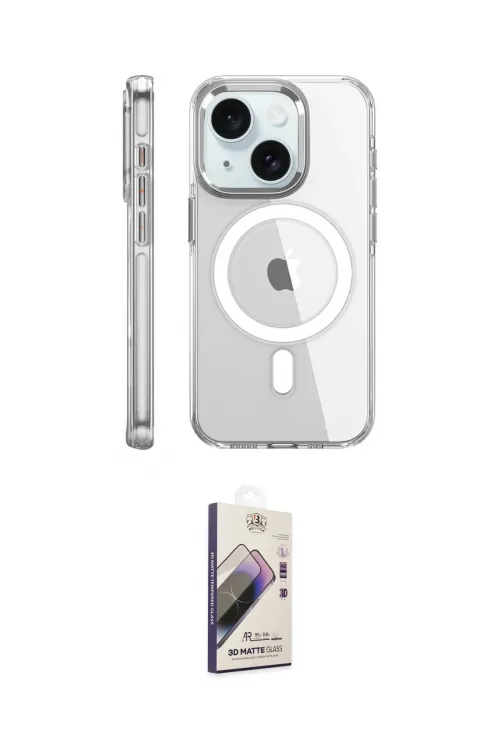 ieg™ iPhone 15 Pro Kılıf Nova Doku - Siyah Bilvis 3D Mat Cam Ekran Koruyucu