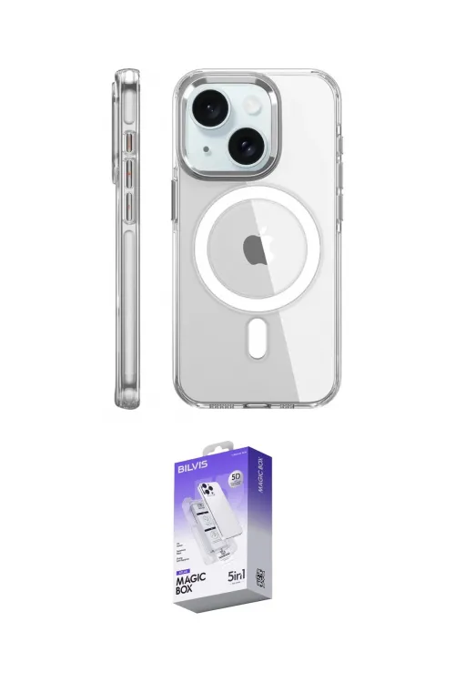 ieg™ iPhone 15 Pro Kılıf Nova Doku - Siyah Bilvis 5in1 3D Magic Cam Ekran Koruyucu