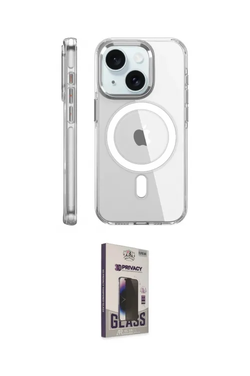 ieg™ iPhone 15 Pro Kılıf Nova Doku - Siyah Bilvis Hayalet Cam Ekran Koruyucu