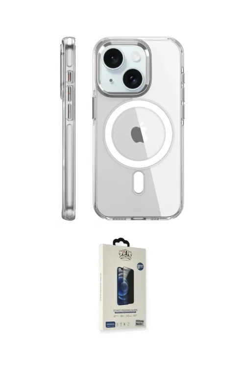 ieg™ iPhone 15 Pro Kılıf Nova Doku - Siyah Bilvis Hayalet Cam Ekran Koruyucu