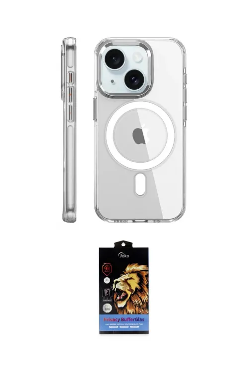 ieg™ iPhone 15 Pro Kılıf Nova Doku - Siyah Buffer Hayalet Cam Ekran Koruyucu