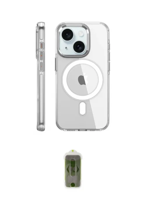 ieg™ iPhone 15 Pro Kılıf Nova Doku - Siyah Joko Magic 5D Hayalet Cam