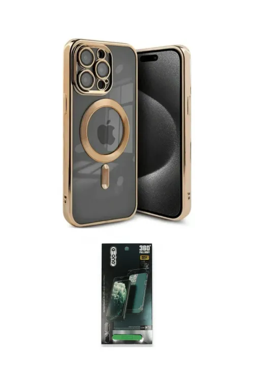 ieg™ iPhone 15 Pro Kılıf Nova Işık Özel Seri - Siyah 360 Mat Full Body Arka Koruyucu
