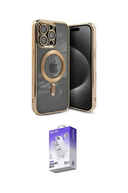 ieg™ iPhone 15 Pro Kılıf Nova Işık Özel Seri - Siyah Bilvis 5in1 3D Magic Cam Ekran Koruyucu