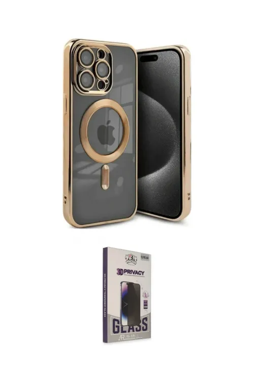 ieg™ iPhone 15 Pro Kılıf Nova Işık Özel Seri - Siyah Bilvis Hayalet Cam Ekran Koruyucu
