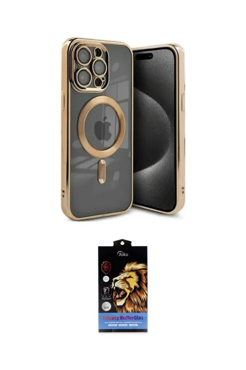 ieg™ iPhone 15 Pro Kılıf Nova Işık Özel Seri - Siyah Buffer Hayalet Cam Ekran Koruyucu