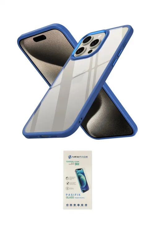 ieg™ iPhone 15 Pro Kılıf Nova Işık Serisi - Şeffaf Pasifik Cam Ekran Koruyucu