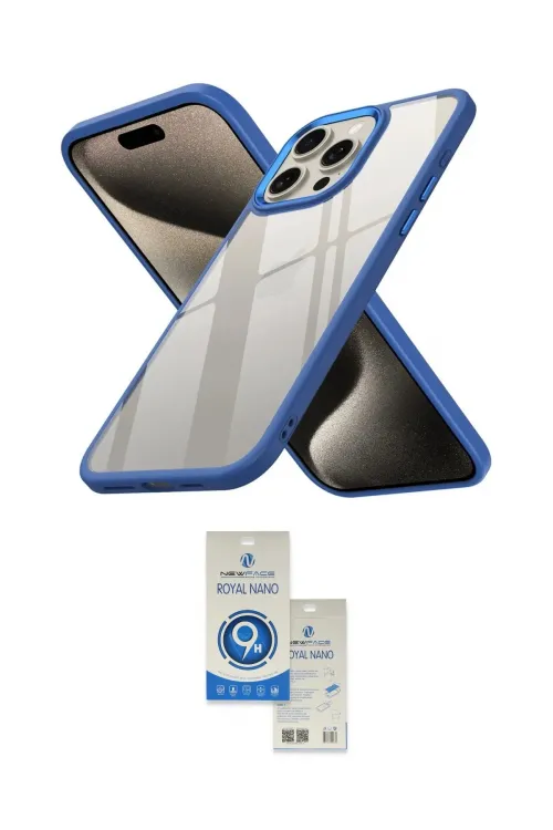ieg™ iPhone 15 Pro Kılıf Nova Işık Serisi - Şeffaf Royal Nano Ekran Koruyucu