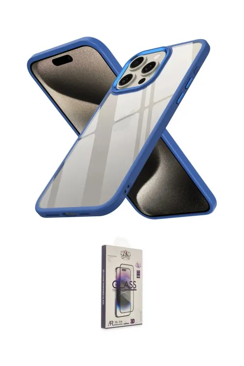 ieg™ iPhone 15 Pro Kılıf Nova Işık Serisi - Siyah Bilvis 3D Cam Ekran Koruyucu