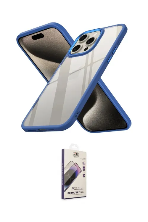 ieg™ iPhone 15 Pro Kılıf Nova Işık Serisi - Siyah Bilvis 3D Mat Cam Ekran Koruyucu