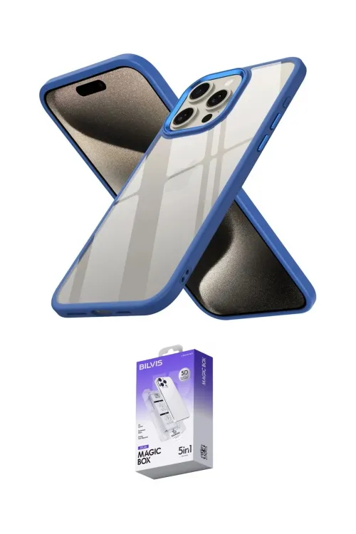ieg™ iPhone 15 Pro Kılıf Nova Işık Serisi - Siyah Bilvis 5in1 3D Magic Cam Ekran Koruyucu