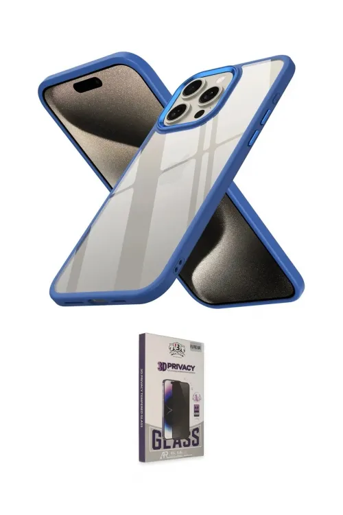 ieg™ iPhone 15 Pro Kılıf Nova Işık Serisi - Siyah Bilvis Hayalet Cam Ekran Koruyucu