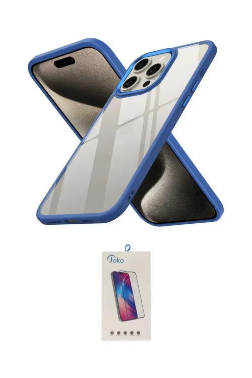 ieg™ iPhone 15 Pro Kılıf Nova Işık Serisi - Siyah Joko 5D Cam