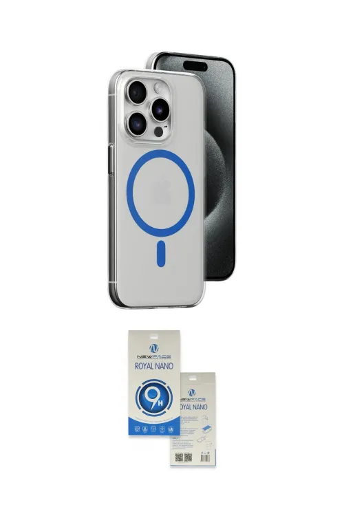 ieg™ iPhone 15 Pro Kılıf Odak Form Özel Seri - Şeffaf Royal Nano Ekran Koruyucu