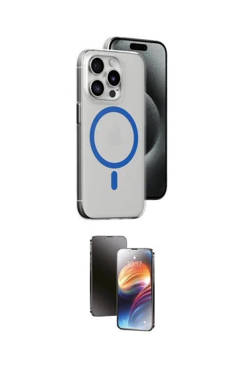 ieg™ iPhone 15 Pro Kılıf Odak Form Özel Seri - Siyah 3D Antistatik Mat Seramik Nano Ekran Koruyucu