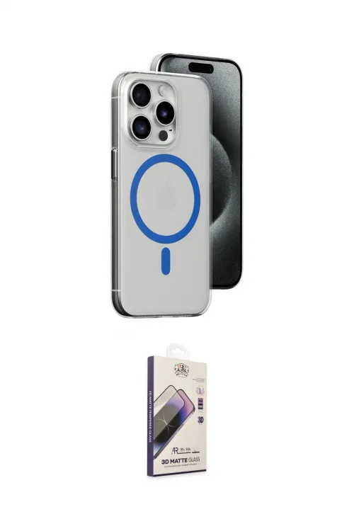 ieg™ iPhone 15 Pro Kılıf Odak Form Özel Seri - Siyah Bilvis 3D Mat Cam Ekran Koruyucu
