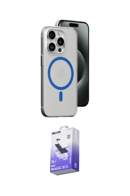 ieg™ iPhone 15 Pro Kılıf Odak Form Özel Seri - Siyah Bilvis 5in1 5D Magic Hayalet Cam Ekran Koruyucu