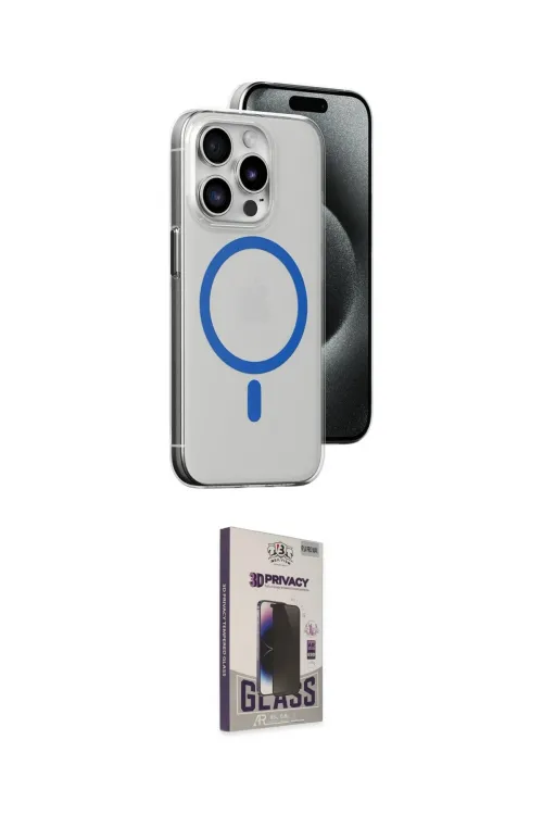 ieg™ iPhone 15 Pro Kılıf Odak Form Özel Seri - Siyah Bilvis Hayalet Cam Ekran Koruyucu