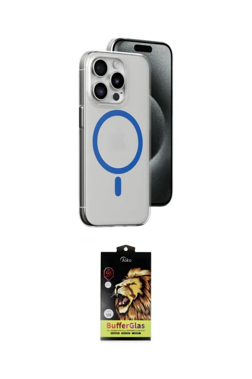 ieg™ iPhone 15 Pro Kılıf Odak Form Özel Seri - Siyah Buffer Cam Ekran Koruyucu