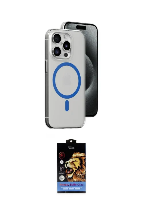ieg™ iPhone 15 Pro Kılıf Odak Form Özel Seri - Siyah Buffer Hayalet Cam Ekran Koruyucu