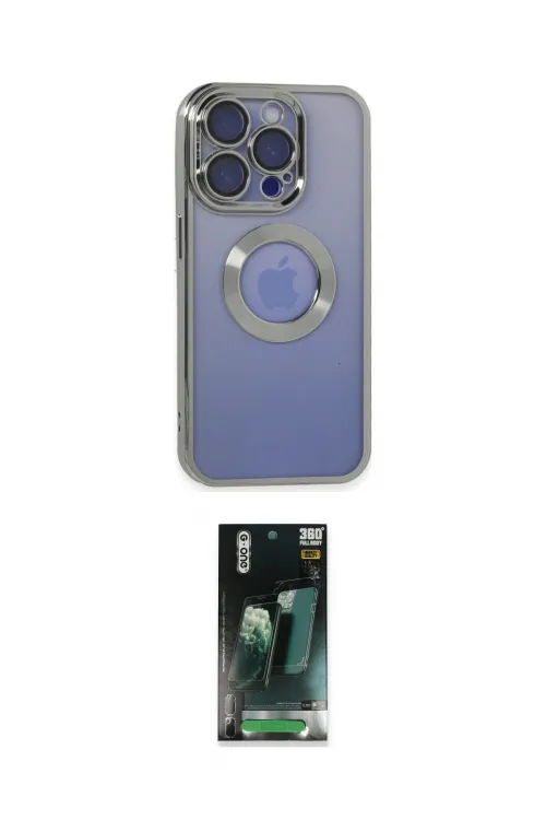 ieg™ iPhone 15 Pro Kılıf Pusula Form - Şeffaf 360 Full Body Arka Koruyucu