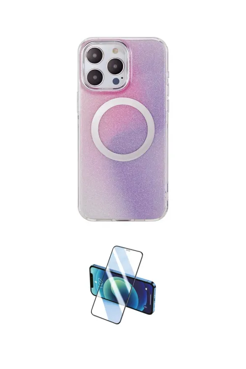 ieg™ iPhone 15 Pro Kılıf Pusula Form - Siyah 3D Antistatik Cam Ekran Koruyucu