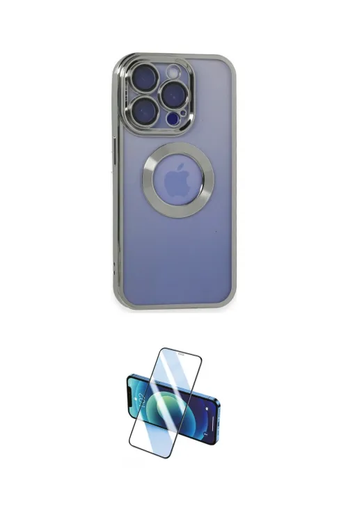 ieg™ iPhone 15 Pro Kılıf Pusula Form - Siyah 3D Antistatik Cam Ekran Koruyucu