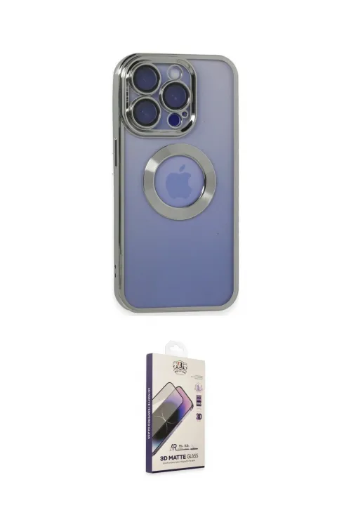 ieg™ iPhone 15 Pro Kılıf Pusula Form - Siyah Bilvis 3D Mat Cam Ekran Koruyucu
