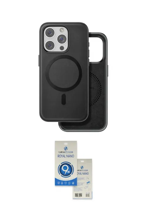 ieg™ iPhone 15 Pro Kılıf Pusula Işık Koleksiyonu - Şeffaf Royal Nano Ekran Koruyucu