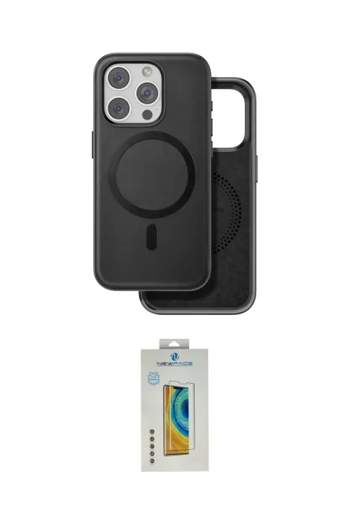 ieg™ iPhone 15 Pro Kılıf Pusula Işık Koleksiyonu - Siyah Polymer Nano Ekran Koruyucu