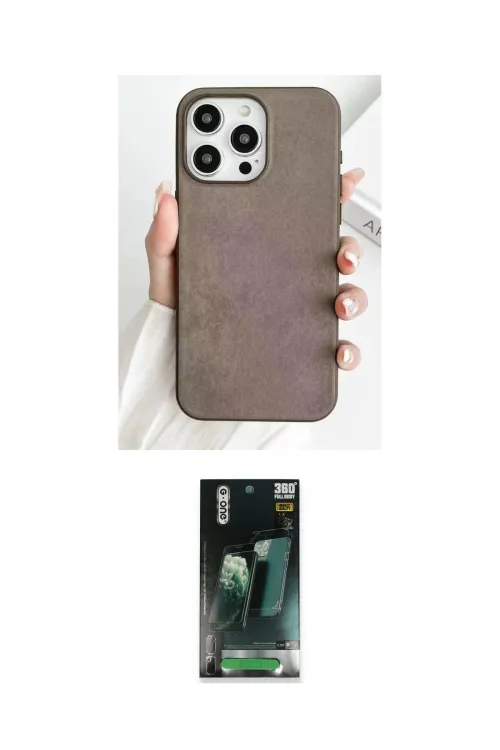 ieg™ iPhone 15 Pro Kılıf Pusula Modern - Şeffaf 360 Full Body Arka Koruyucu