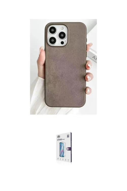 ieg™ iPhone 15 Pro Kılıf Pusula Modern - Siyah Bilvis 0.18mm Plus Cam Ekran Koruyucu