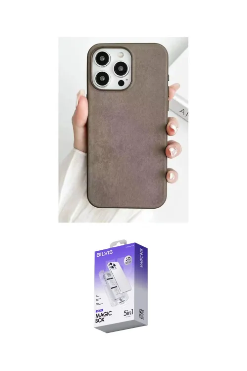 ieg™ iPhone 15 Pro Kılıf Pusula Modern - Siyah Bilvis 5in1 3D Magic Cam Ekran Koruyucu