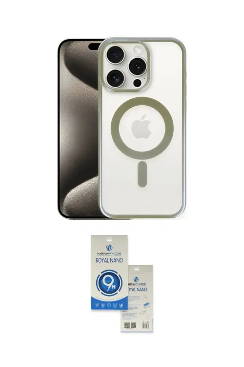 ieg™ iPhone 15 Pro Kılıf Siluet Çizgi Serisi - Şeffaf Royal Nano Ekran Koruyucu