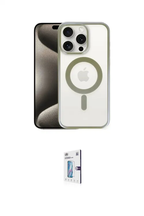 ieg™ iPhone 15 Pro Kılıf Siluet Çizgi Serisi - Siyah Bilvis 0.18mm Plus Cam Ekran Koruyucu