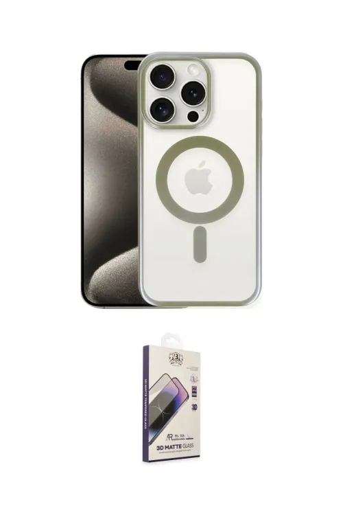 ieg™ iPhone 15 Pro Kılıf Siluet Çizgi Serisi - Siyah Bilvis 3D Mat Cam Ekran Koruyucu