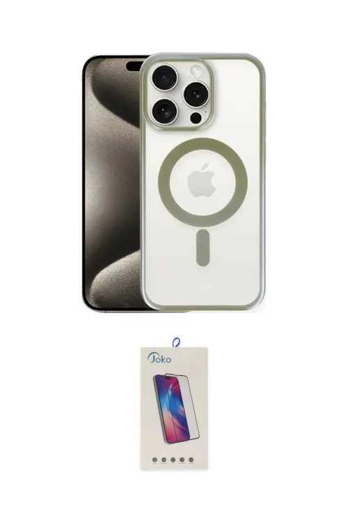 ieg™ iPhone 15 Pro Kılıf Siluet Çizgi Serisi - Siyah Joko 5D Cam