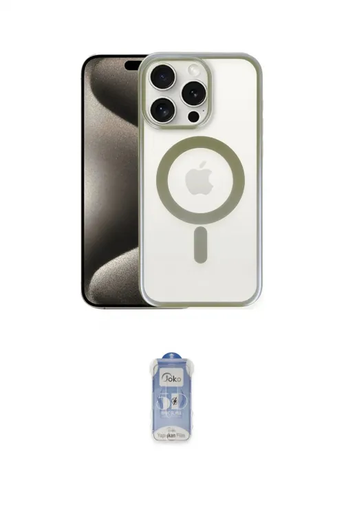 ieg™ iPhone 15 Pro Kılıf Siluet Çizgi Serisi - Siyah Joko Magic 5D Cam