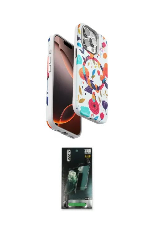 ieg™ iPhone 15 Pro Kılıf Siluet Doku - Şeffaf 360 Full Body Arka Koruyucu
