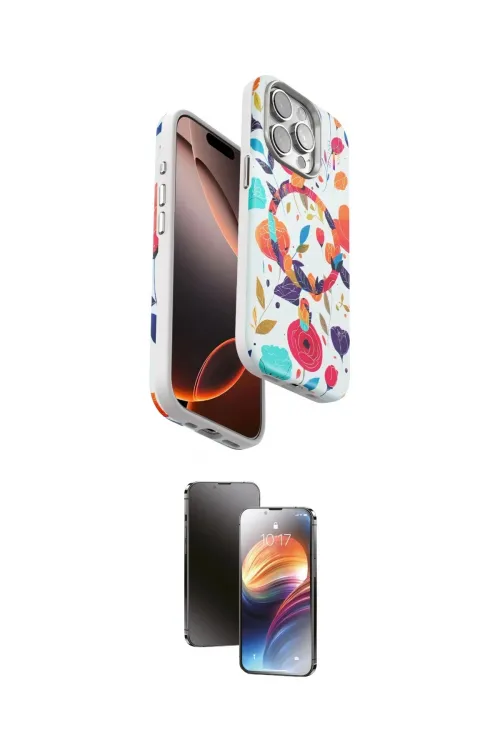 ieg™ iPhone 15 Pro Kılıf Siluet Doku - Siyah 3D Antistatik Mat Seramik Nano Ekran Koruyucu