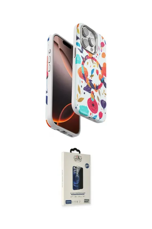 ieg™ iPhone 15 Pro Kılıf Siluet Doku - Siyah Bilvis Hayalet Cam Ekran Koruyucu