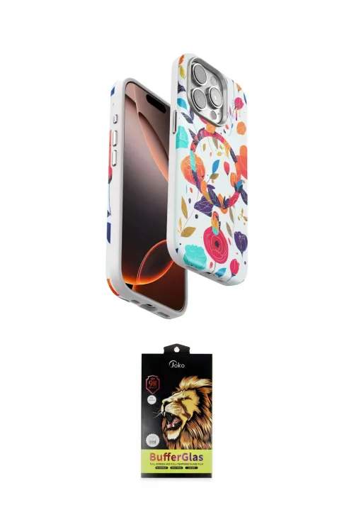 ieg™ iPhone 15 Pro Kılıf Siluet Doku - Siyah Buffer Cam Ekran Koruyucu