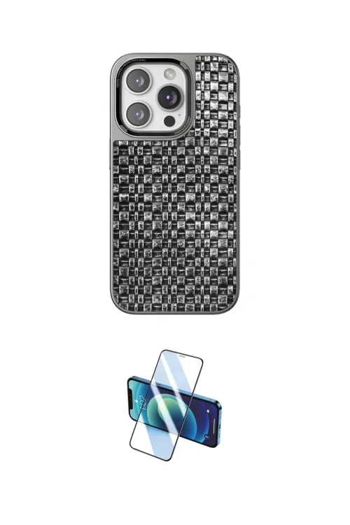 ieg™ iPhone 15 Pro Kılıf Siluet Form Serisi - Siyah 3D Antistatik Seramik Nano Ekran Koruyucu