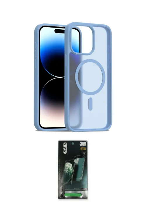 ieg™ iPhone 15 Pro Kılıf Siluet Minimal Prime - Şeffaf 360 Full Body Arka Koruyucu