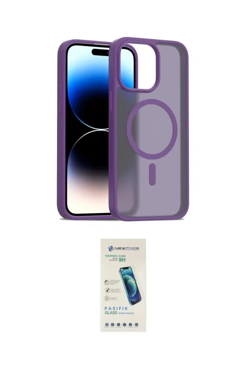 ieg™ iPhone 15 Pro Kılıf Siluet Minimal Prime - Şeffaf Pasifik Cam Ekran Koruyucu