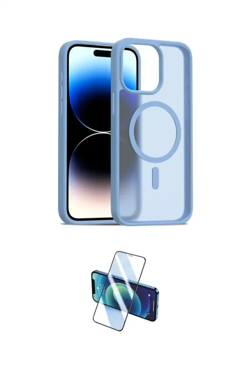 ieg™ iPhone 15 Pro Kılıf Siluet Minimal Prime - Siyah 3D Antistatik Cam Ekran Koruyucu