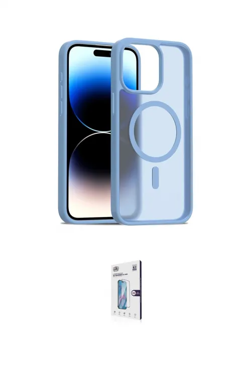 ieg™ iPhone 15 Pro Kılıf Siluet Minimal Prime - Siyah Bilvis 0.18mm Plus Cam Ekran Koruyucu