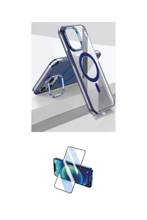 ieg™ iPhone 15 Pro Kılıf Vadi Çizgi Özel Seri - Siyah 3D Antistatik Cam Ekran Koruyucu